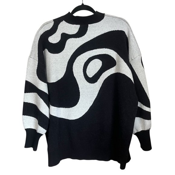 ASOS VRG GRL Verge Girl Abstract Jumper Sweater In Black & White Size 10 - Picture 3 of 7
